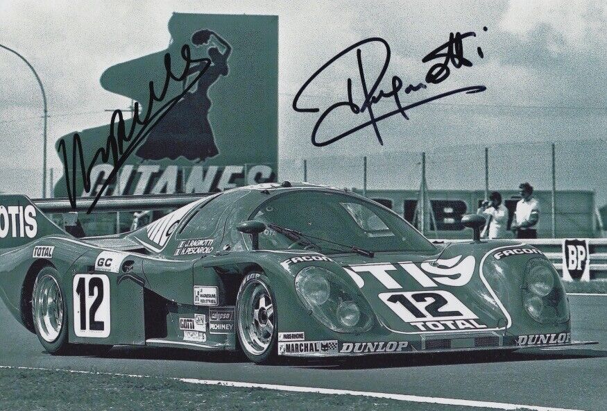 Henri Pescarolo and Jean Ragnotti Hand Signed 12x8 Photo Poster painting Le Mans Autograph 1