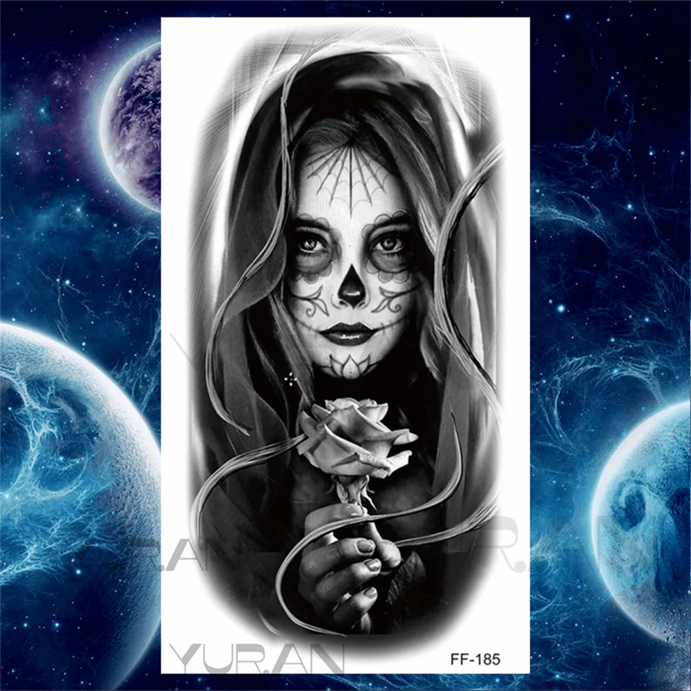 Sdrawing Scary Temporary Tattoos For Men Women Realistic Wolf Forest Lion Tiger Vampire Compass Fake Tattoo Sticker Arm Body Tatoos