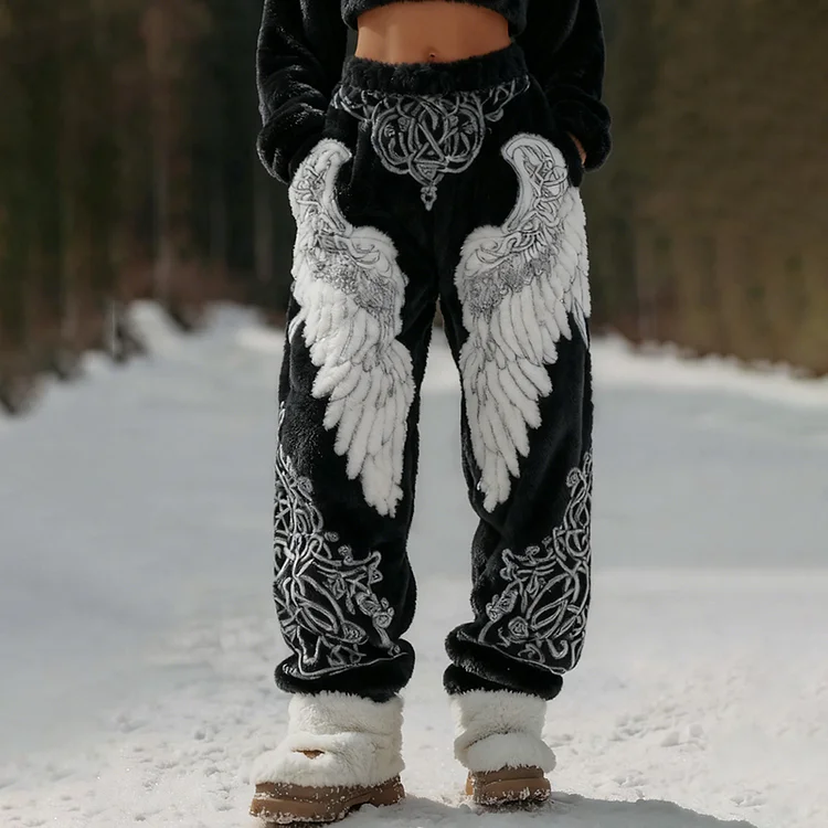 Women's Viking Angel Wings Art Casual  Flannel Pants