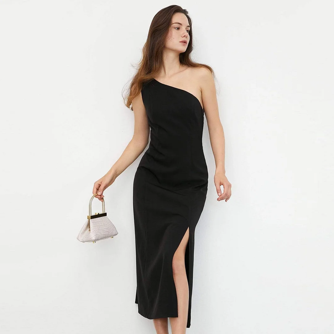 Irma Black One Shoulder Dress
