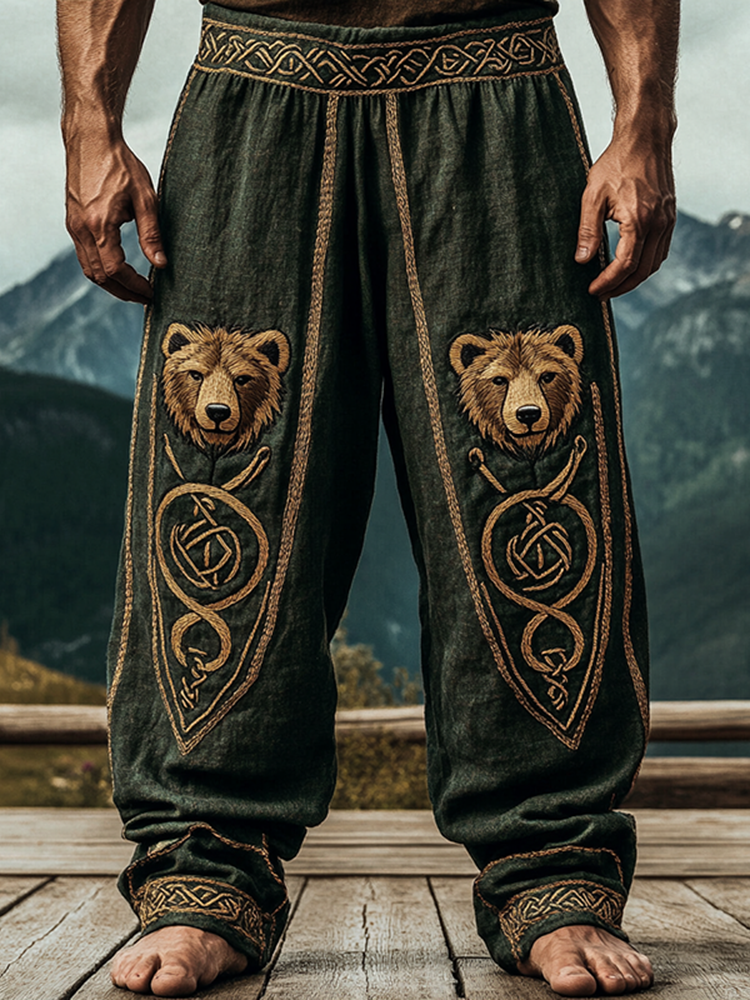 Men's Viking Nordic Celtic Knot Bear Pattern Pants / Rvogue / Rvogue