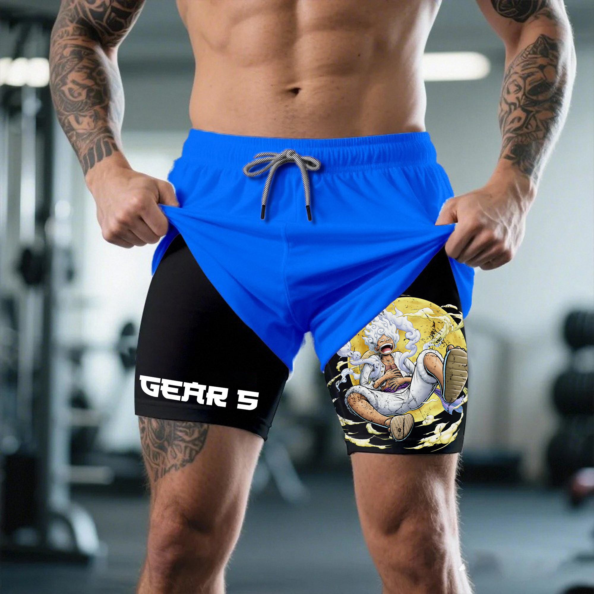 Men's Casual Anime Printed Double Mesh Sports Shorts Quick Dry Sports Shorts / TECHWEAR CLUB / Techwear