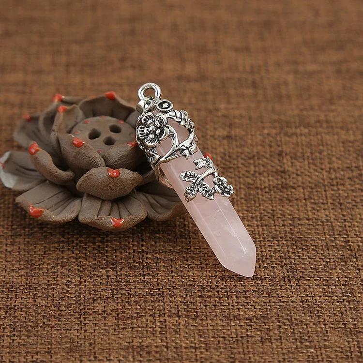 olivenorma pink crystal energy healing necklace