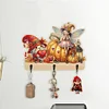 Wooden Halloween Gnome Elf 3 Hooks Diamond Painting Hook Rail DIY Crafts Decor