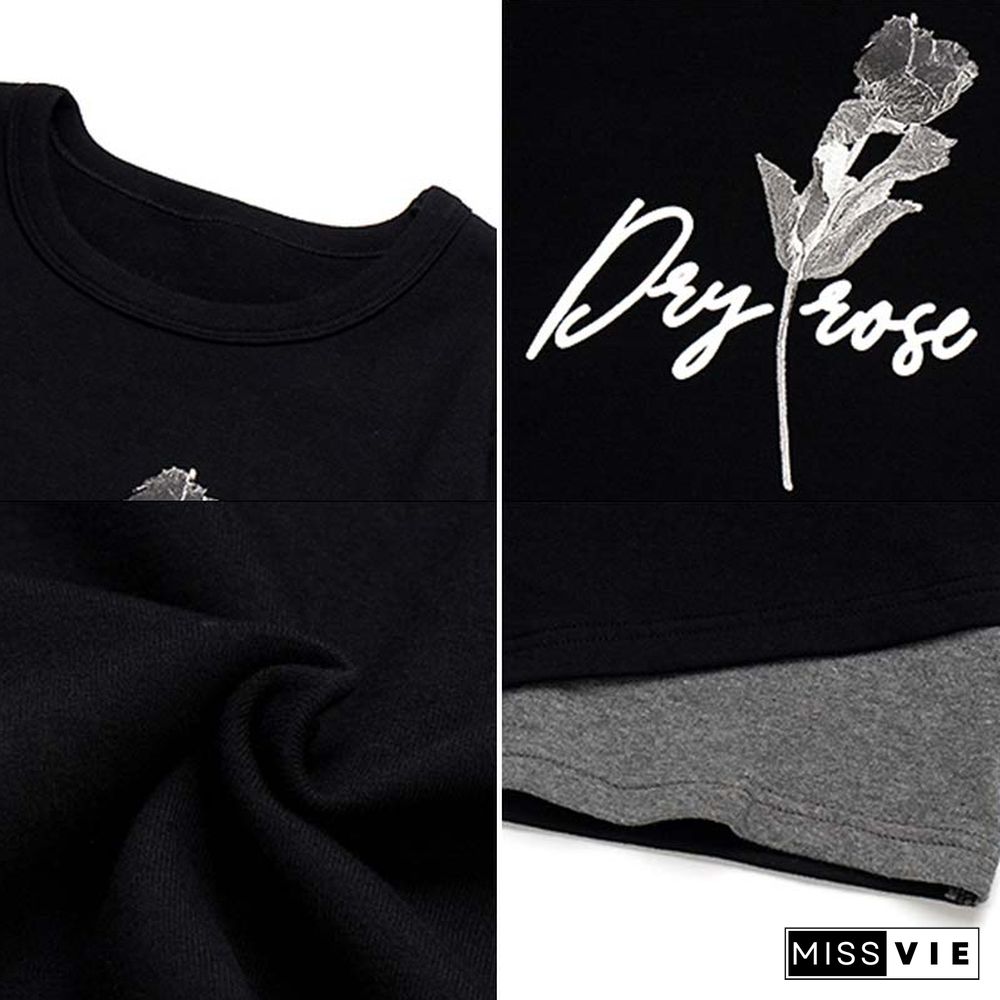 Dry Rose Pattern Print Shirt Hooded Coat