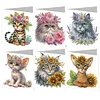 uk.everydayedeals 6Pcs DIY Diamond Painting Greeting Card - Flower Cat