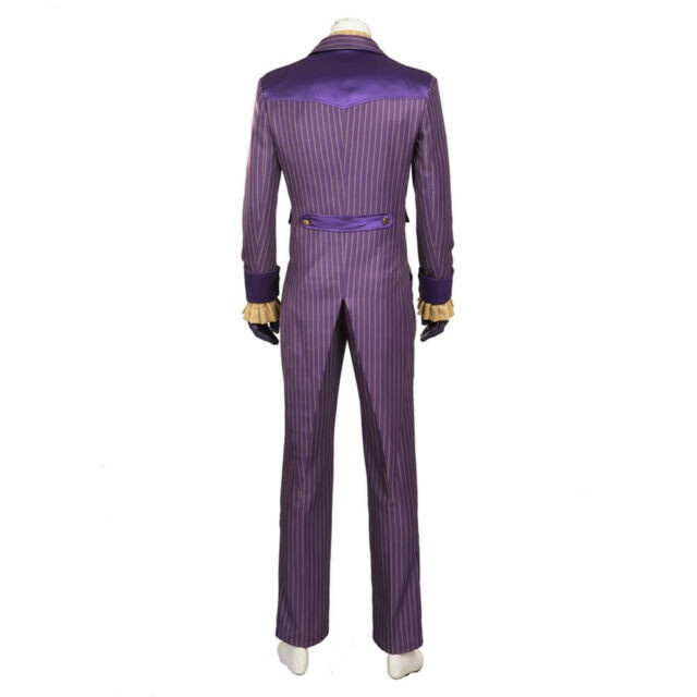 Batman Arkham Asylum Joker Cosplay Costume New Silver Stripes