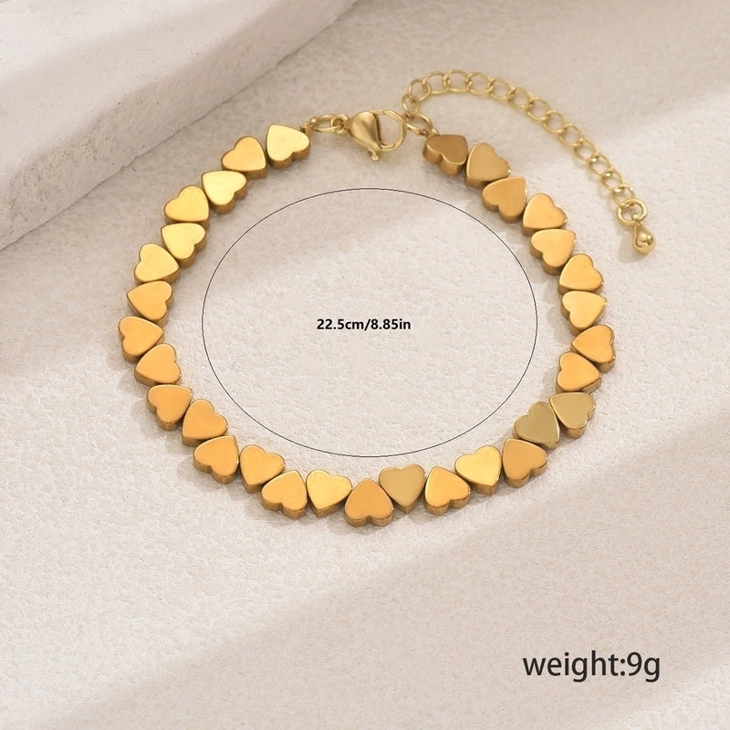 Casual Classic Style Geometric Heart Shape Copper Black Gallstone Bracelets