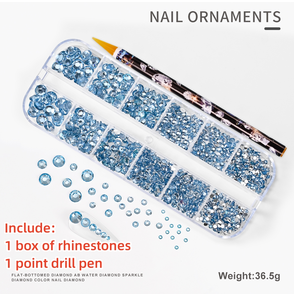 Multi-Size Nail Rhinestones Kit 3D Crystal AB DIY Nail Art Decors Diamond Gems Glitter Manicure Point Drill Pen Tweezers Tools #