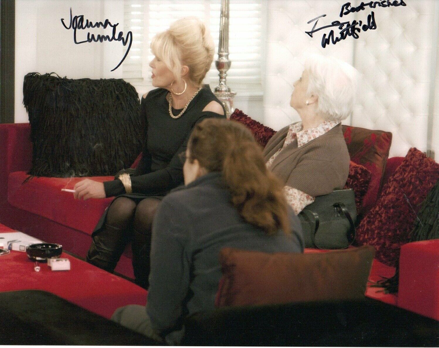 Joanna Lumley June Whitfield Ab Fab Signed 10 - 8 Autograph Photo Poster painting