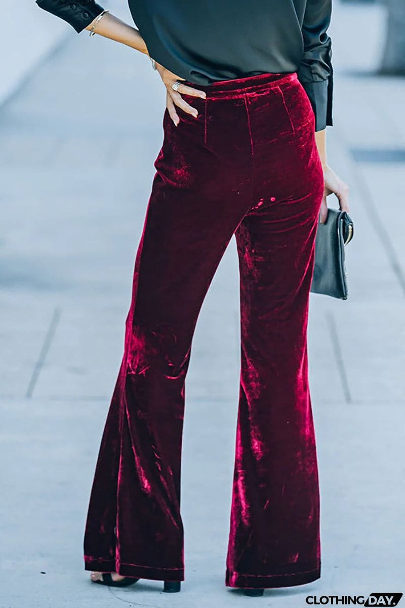 Cheerful Velvet Seam Flares Pants