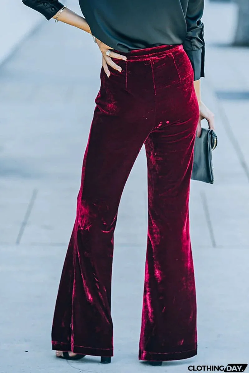 Cheerful Velvet Seam Flares Pants