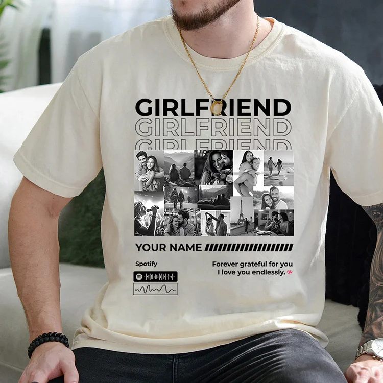 Valentine Gift For Boyfriend Unique Custom Photo T-Shirt-Chest print T-shirt
