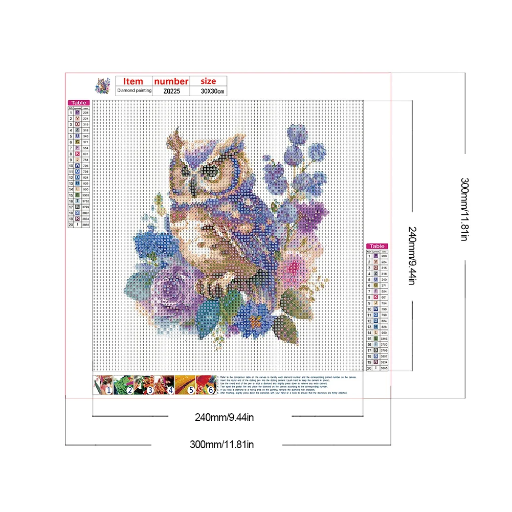 Full Round Diamond Painting 30*30cm - Owl