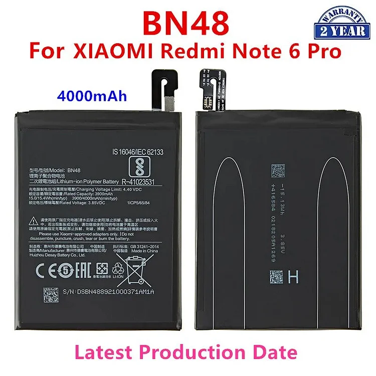 100% Orginal BN48 Battery 4000mAh For Xiaomi redmi Note 6 Pro High Quality BN48 Battery