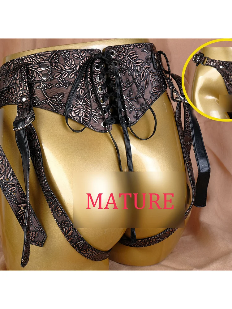 pornhint Pornhint Brown Vegan Leather Strap On Harness For Pegging/Lesbian Harness/StrapOn Harness/Strapon Panties/Women Plus Size Strap-on Lingerie-MATURE leather harness women