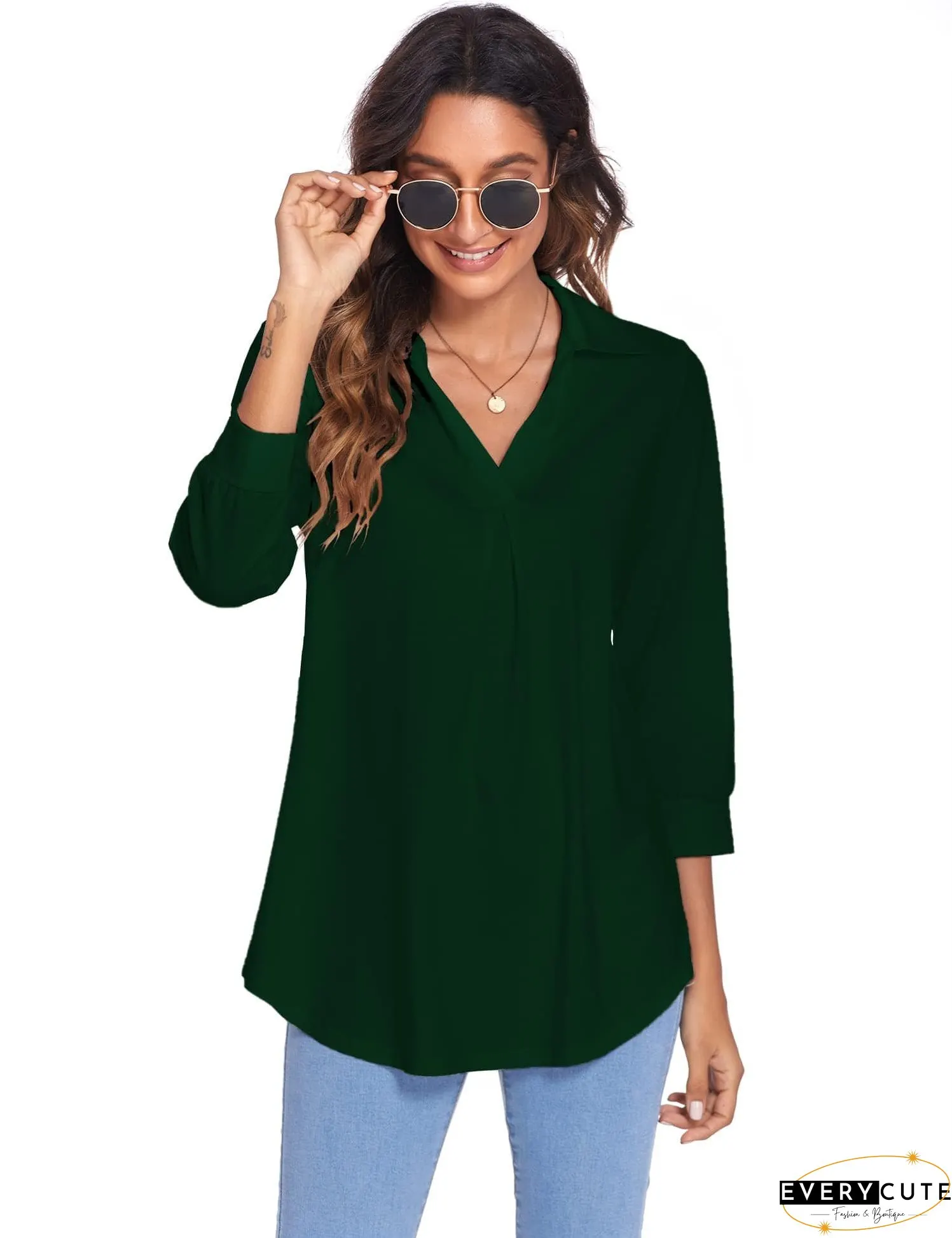 Plus Size V Neck Blouse
