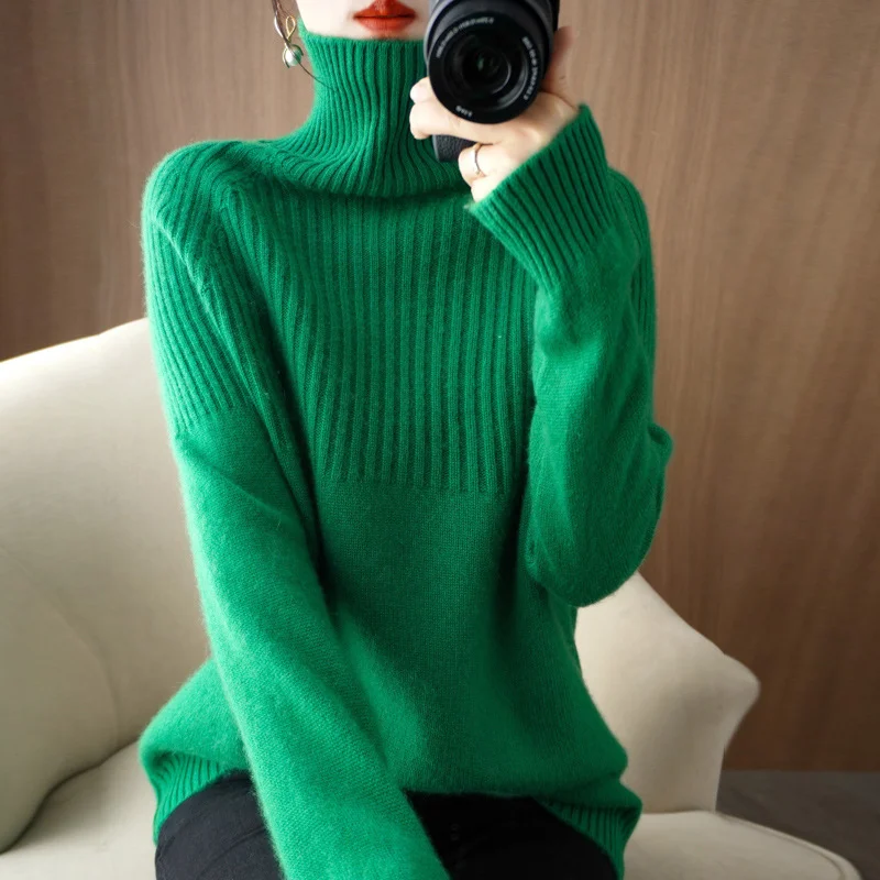 Churchf Churchf Sweater Bottom Shirt Women With Qiu Dong New Head Loose Half Draw A Rotator Sleeve Sweater Women's Jacket