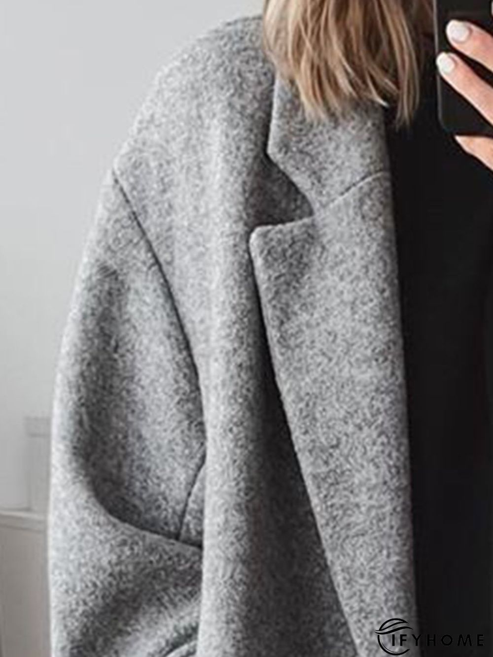 Women Pockets Solid Wool-blend Coat | IFYHOME