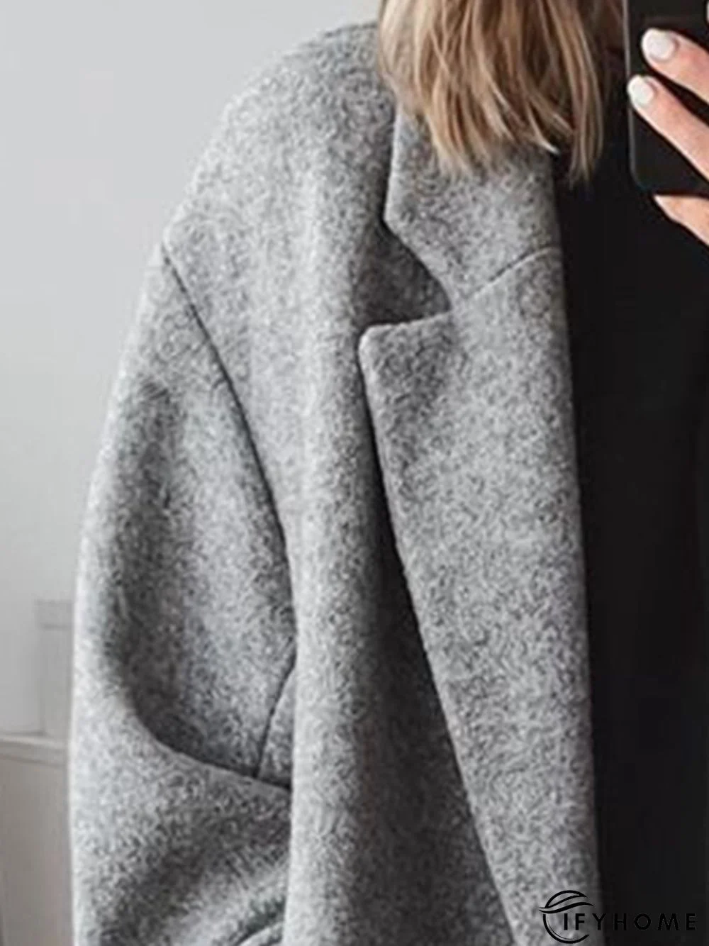 Women Pockets Solid Wool-blend Coat | IFYHOME