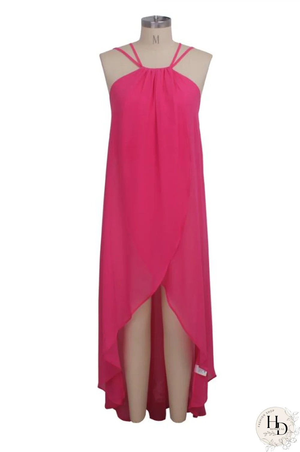 Red Polyester Sexy Fashion Tank Sleeveless O neck Asymmetrical Ankle-Length Patchwork Solid asymmetrical