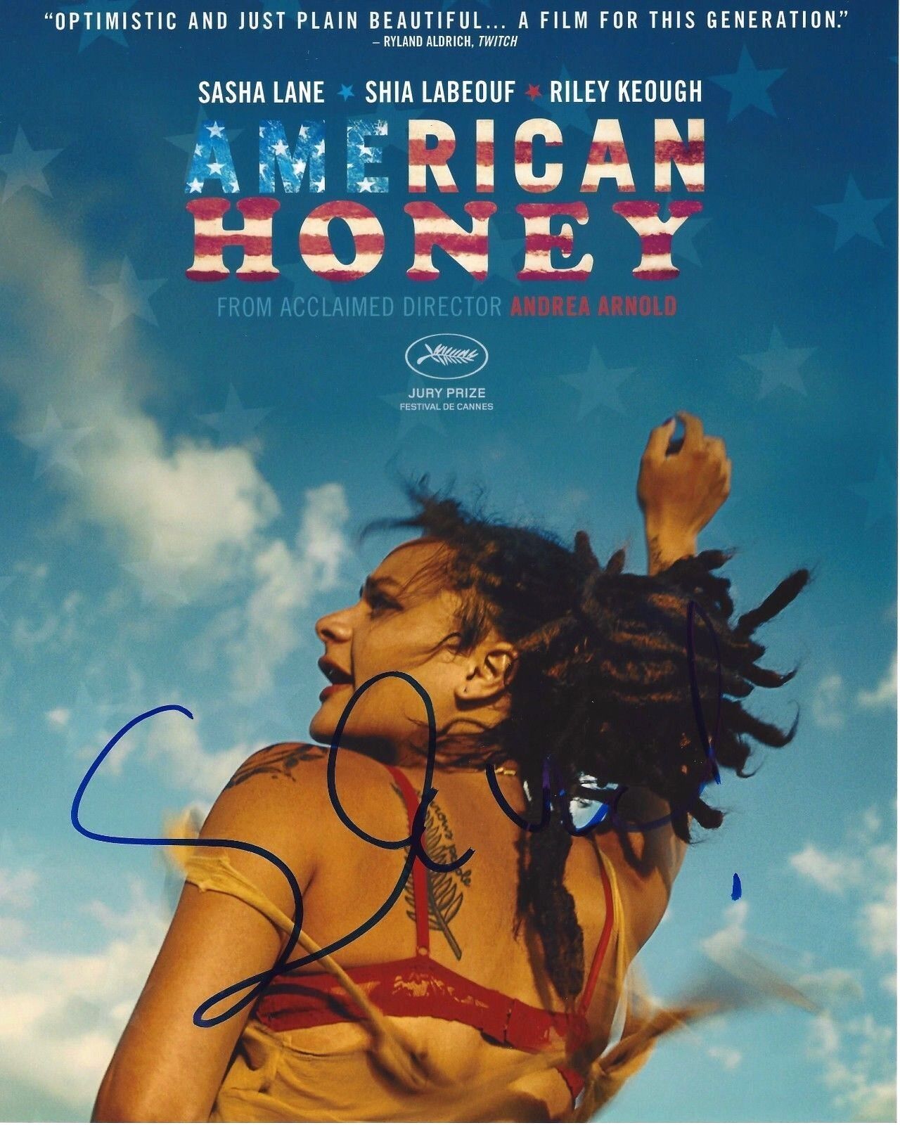 ACTRESS SASHA LANE SIGNED AMERICAN HONEY MOVIE 8X10 Photo Poster painting W/COA SHIA LEBEOUF