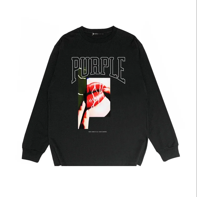 Purple Brand Long Sleeve T-Shirt Fashion Loose Long Sleeve Top
