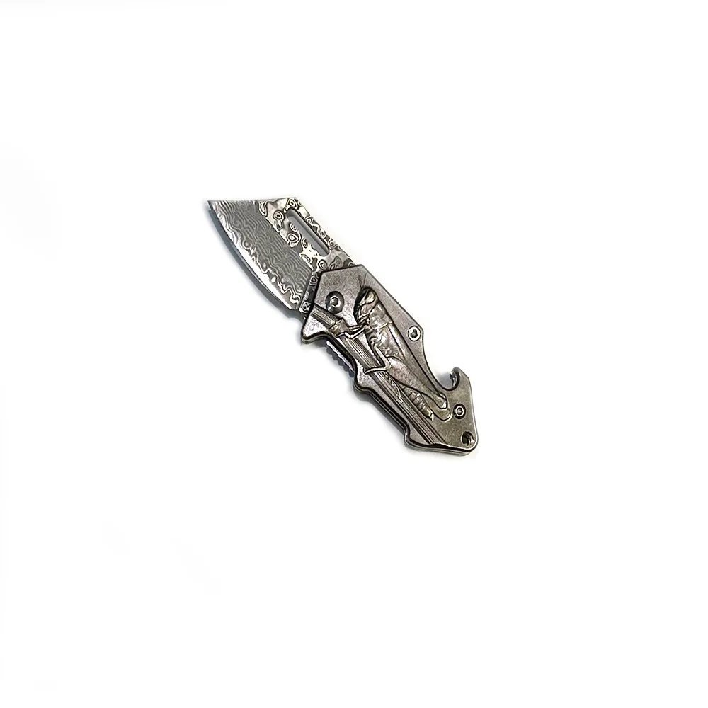 Damascus edc pocket knife Locust knife