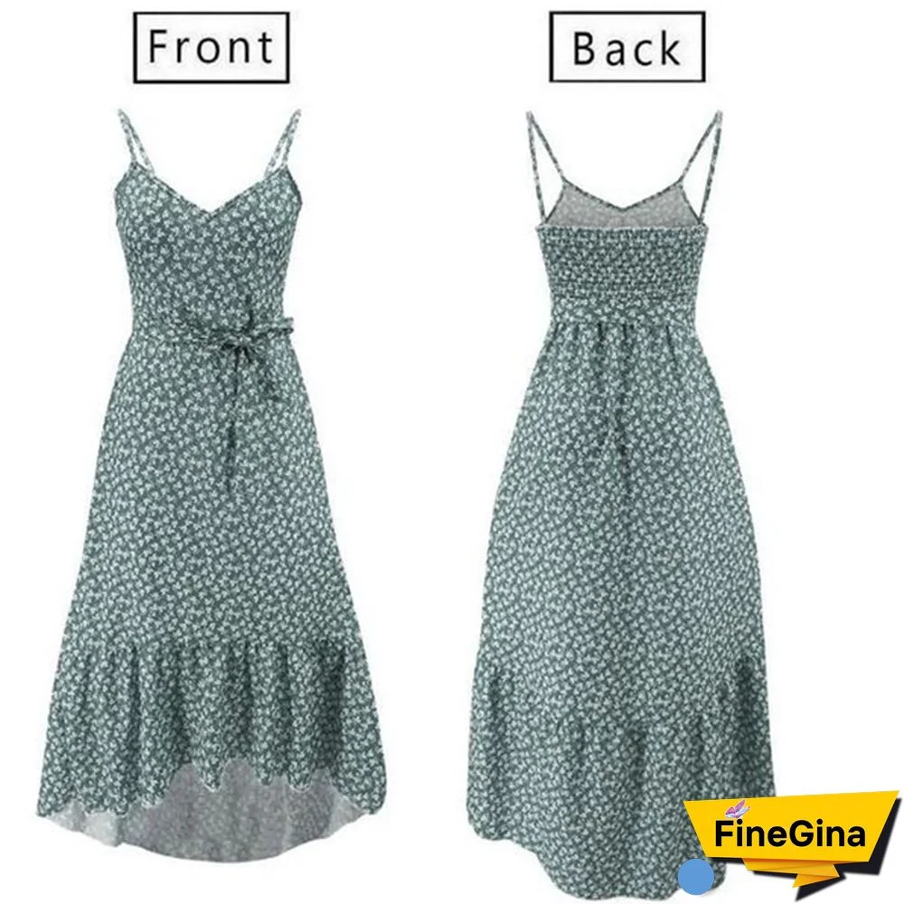 Women Fashion Backless Summer Long Dress Floral Printed Spaghetti Strap Bohemian Maxi Dresses