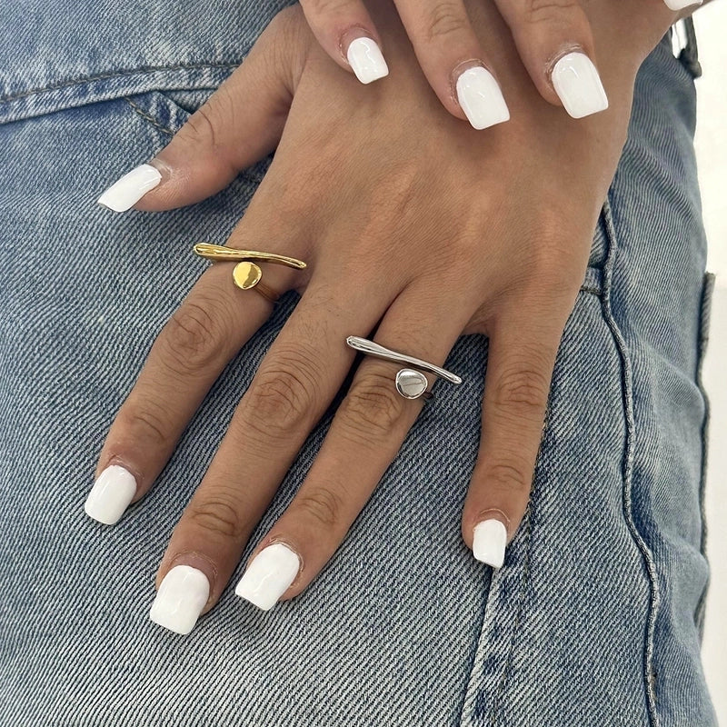 Minimalist Classic Style Geometric 304 Stainless Steel Open Rings