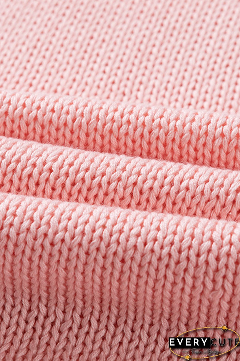 Pink Oversize Knitted Drop-shoulder Sleeve Sweater