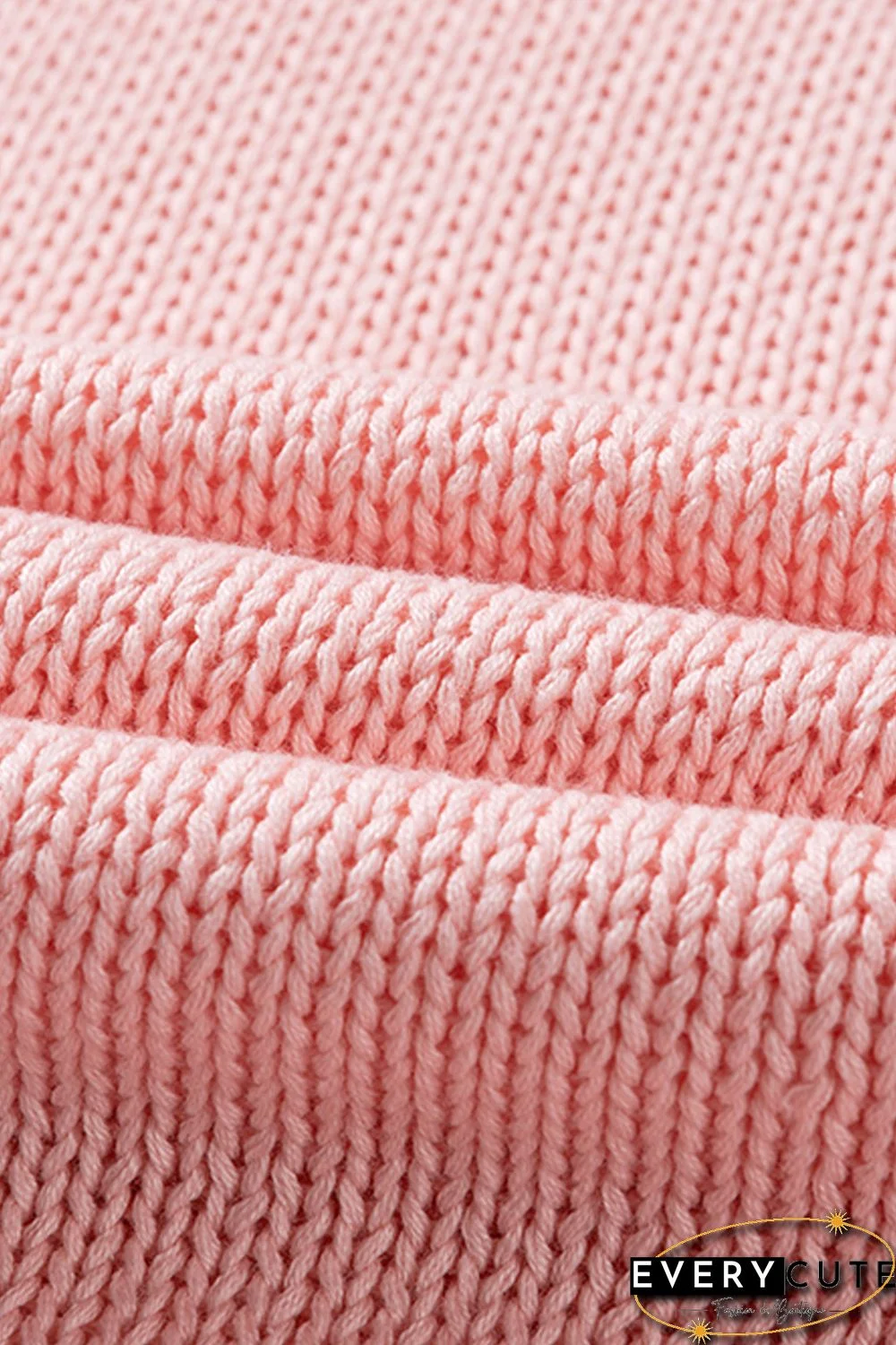 Pink Oversize Knitted Drop-shoulder Sleeve Sweater