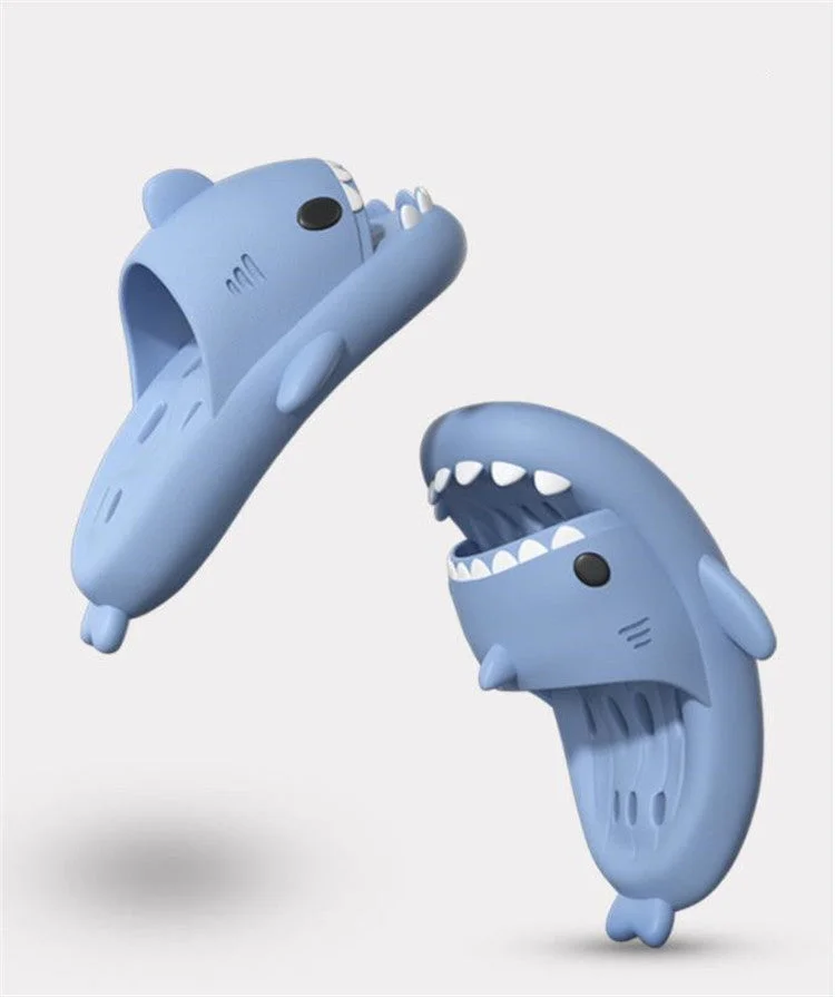 Man Women Cartoon Shark Slipper Bathroom Adult Couples Non Slip Thick Sole Hollow Out Slippers Indoor Home Funny Slides Sandals