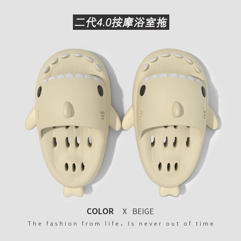Man Women Cartoon Shark Slipper Bathroom Adult Couples Non Slip Thick Sole Hollow Out Slippers Indoor Home Funny Slides Sandals