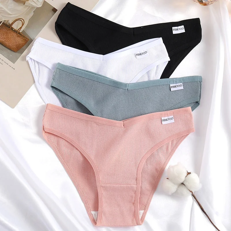 FINETOO 3PCS/Set Lingerie Sexy Women Cotton Panties Underwear Female Underpants 8 Solid Color Soft Woman Briefs Intimates M-XL