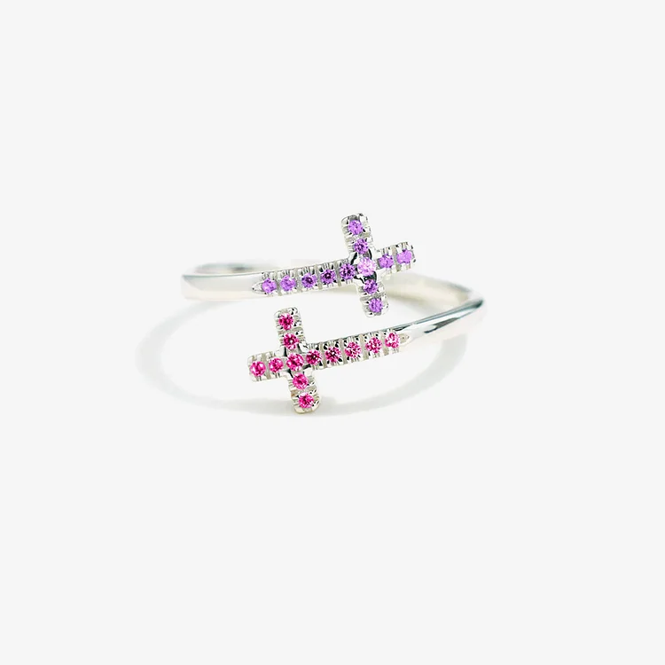 For Love - Double Cross Custom Birthstones Ring