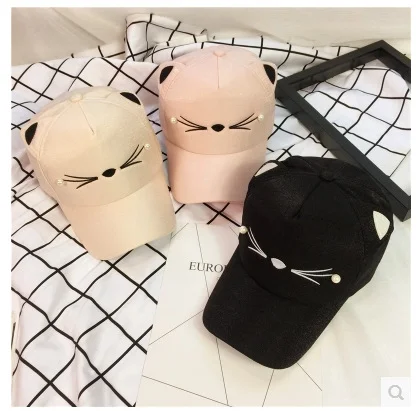Black Pink Kawaii Cat Baseball Cap SP168471