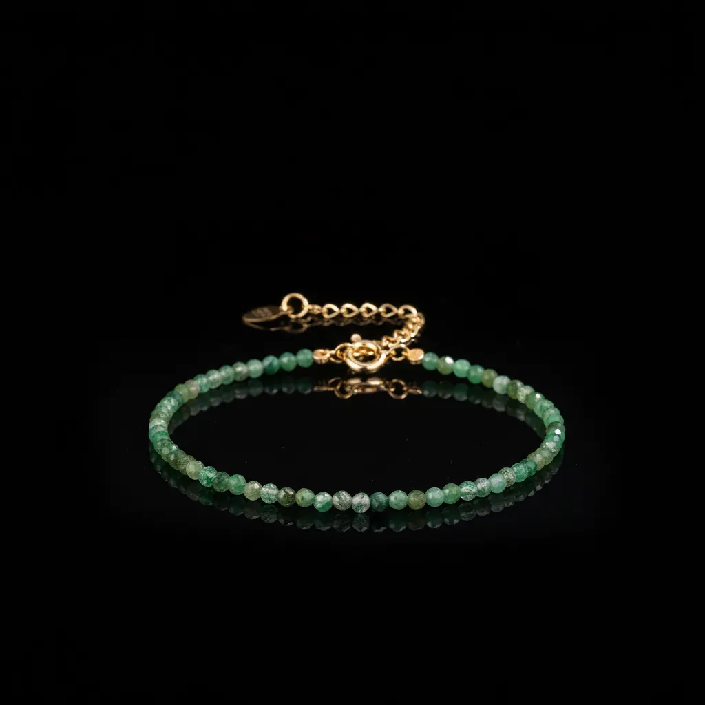 JiStones Natural Green Mica Dainty Bracelet - 2mm Ultra-Fine Gemstone Micro-Beads