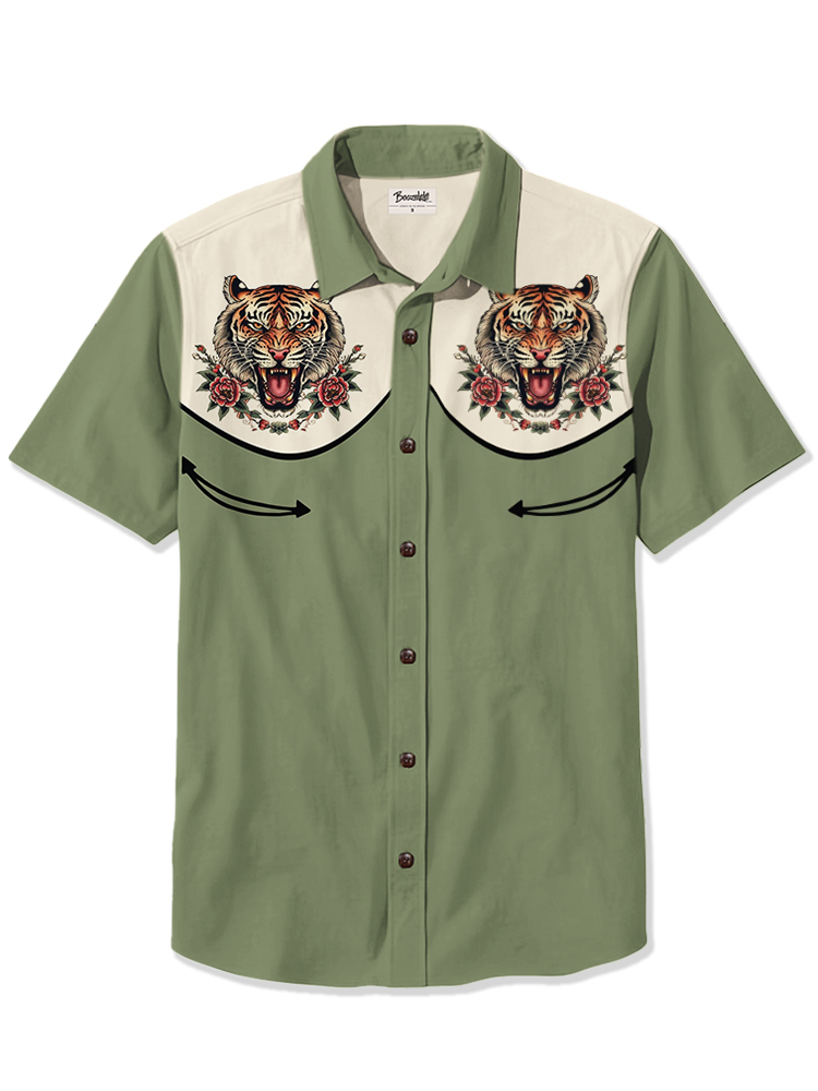 Retro tattoo Tiger - 100% Cotton Shirt