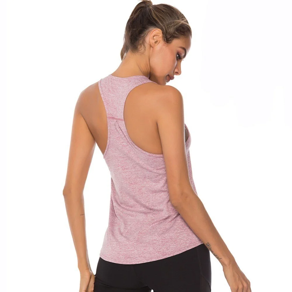 Women Sleeveless Fitness Yoga Shirts Racerback Sport Yoga Tank Tops Quick Dry Athletic Running Vest Workout Training T Shirt