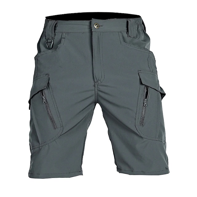 Men's Waterproof Tactical Cargo Shorts Plain Zipper Pocket Breathable Shorts 