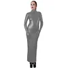 High Quality Sissy Hobble Dress Wetlook PU Leather Bodycon Maxi Dress with Gloves Man Male Sissy Pencil Dress Club Party Dress