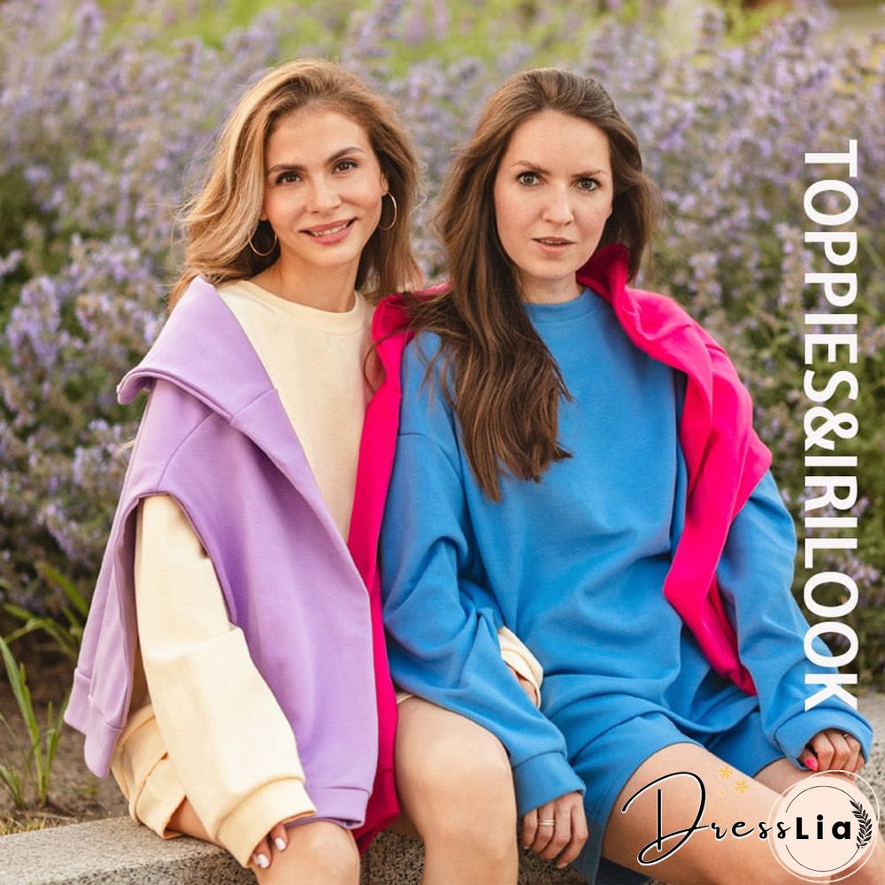 Toppies Autumn Shorts Set Women Tracksuits Oversize Sweatshirts High Waist Shorts Female Two Piece Set