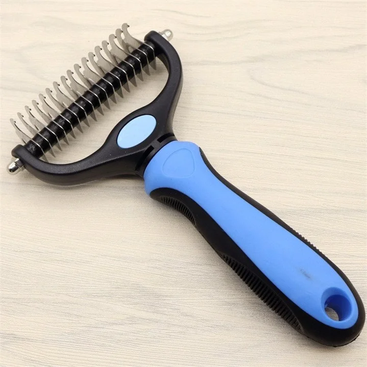 Moonlight 247 Pet Grooming Tool - 2 Sided Undercoat Rake for Cats Dogs brush - Safe Dematting Comb for Easy Mats Tangles Removing