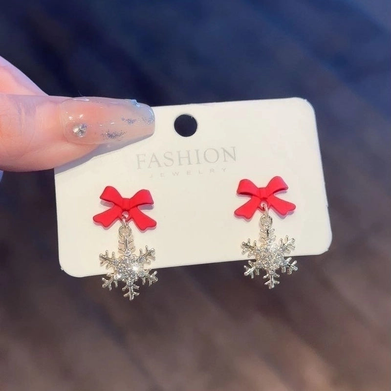 3 Pieces Sweet Heart Shape Rose Flower Inlay Imitation Pearl Alloy Rhinestones Earrings