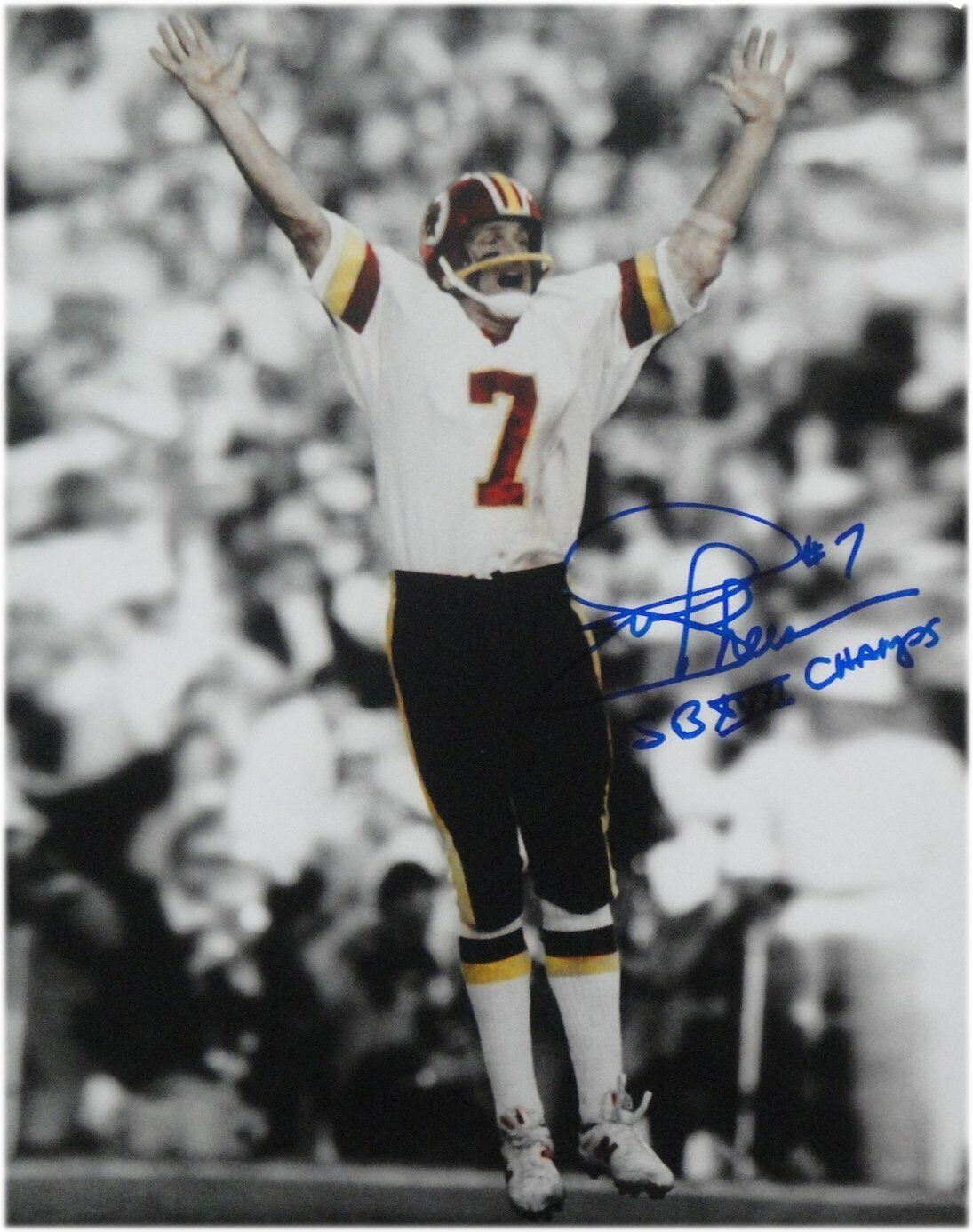 Joe Theismann Signed Auto 11x14 Photo Poster painting Washington Hands Up In Blue