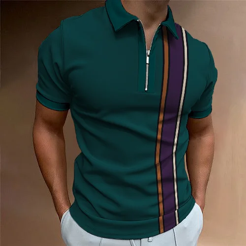 BrosWear Green Bump Stripe Slim Polo Shirt