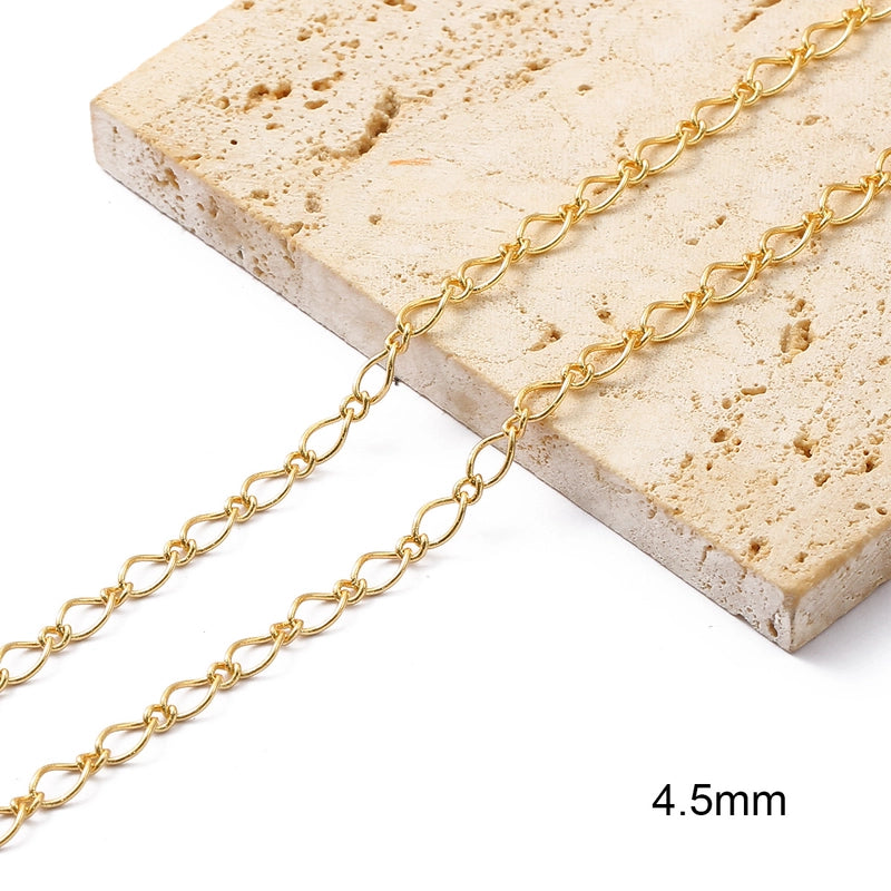 1 Piece Copper 18K Gold Plated Cable Chain Box Chain Polished 1M Jewelry Accessories Chain