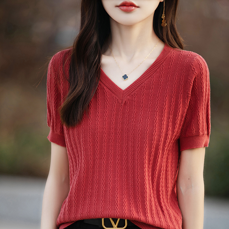 Comyee costume ideas women 2025 Spring/Summer Women's Short sleeved Women's Cashmere Sweater Pullover Tank Top T-shirt Knitted Bottom Sweater Pullover