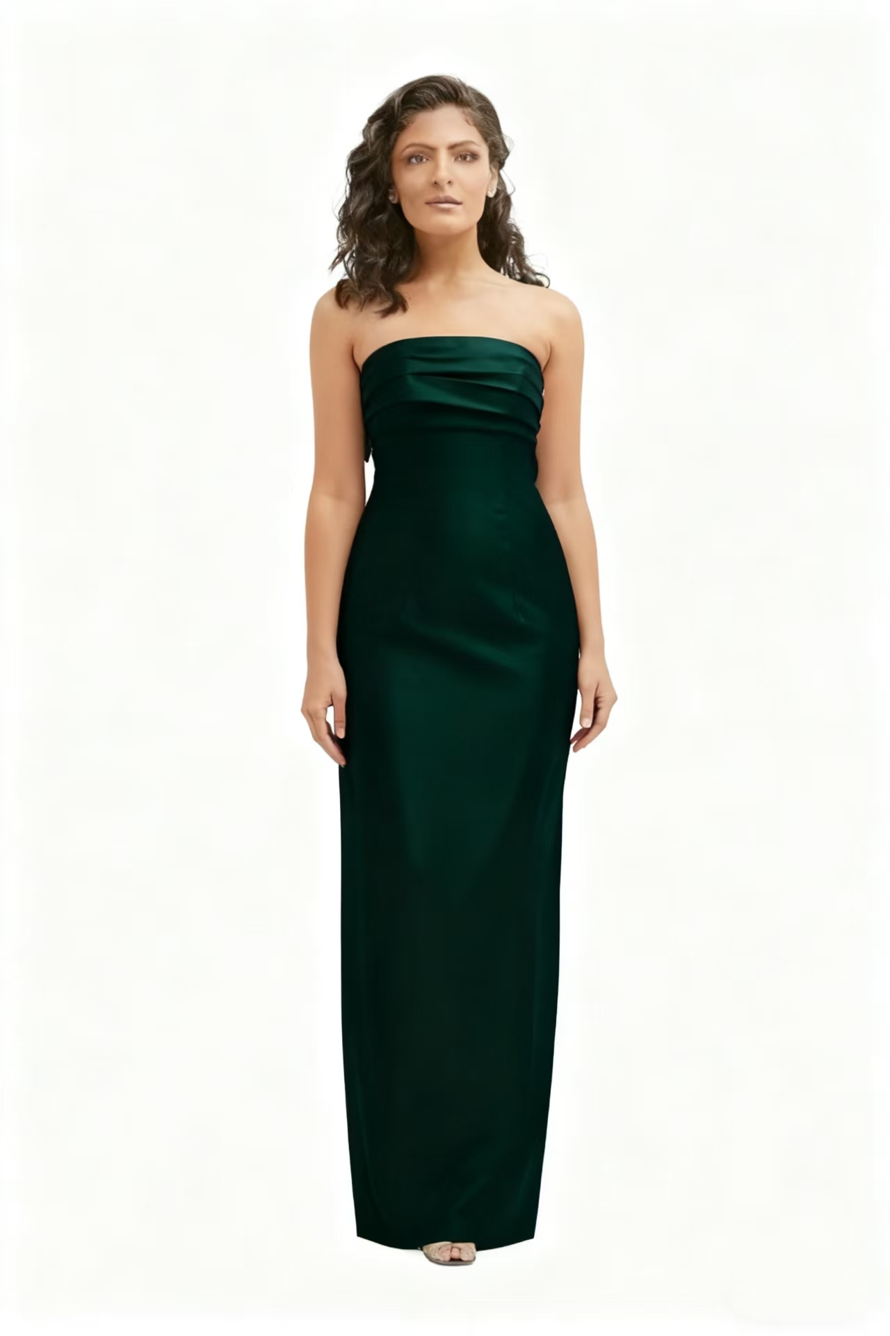 Satin Strapless Sleeveless Long Pleated Mermaid Prom Dress With Ruffles And Bow | YQ0076 Wellcucu